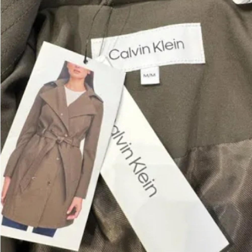 Calvin Klein Ladies' GREEN Medium Trench Coat New with tags - Picture 1 of 8